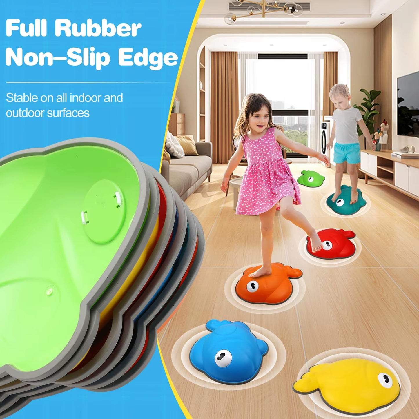 Goldfish Balance Stepping Stones-Non-Slip Jumping Steps Stones Toddler Obstacle Game Promote Coordination Sensory Toys for Kids