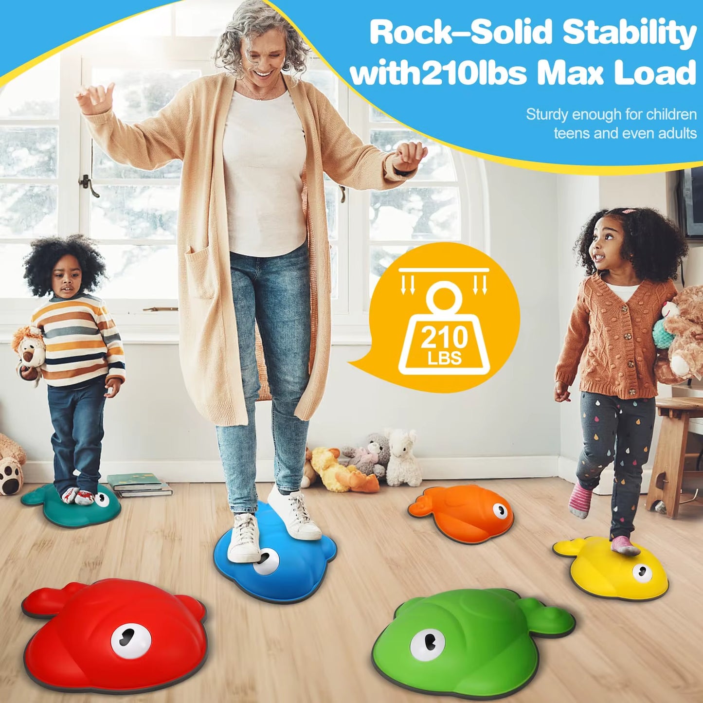 Goldfish Balance Stepping Stones-Non-Slip Jumping Steps Stones Toddler Obstacle Game Promote Coordination Sensory Toys for Kids