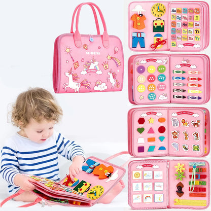 Montessori Toys Busy Board Toddler Sensory Activity Developing Board for Motor Skills， Educational Travel Activity Toys