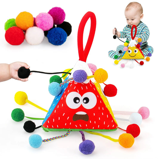 Sensory Toys for Babies Toddlers, Montessori String Learning Toys for Infant, Toddler, with Activity Bag and 10 Play Balls, Learning Counting, Expressions & Shape, Fine Motor Skills Toy