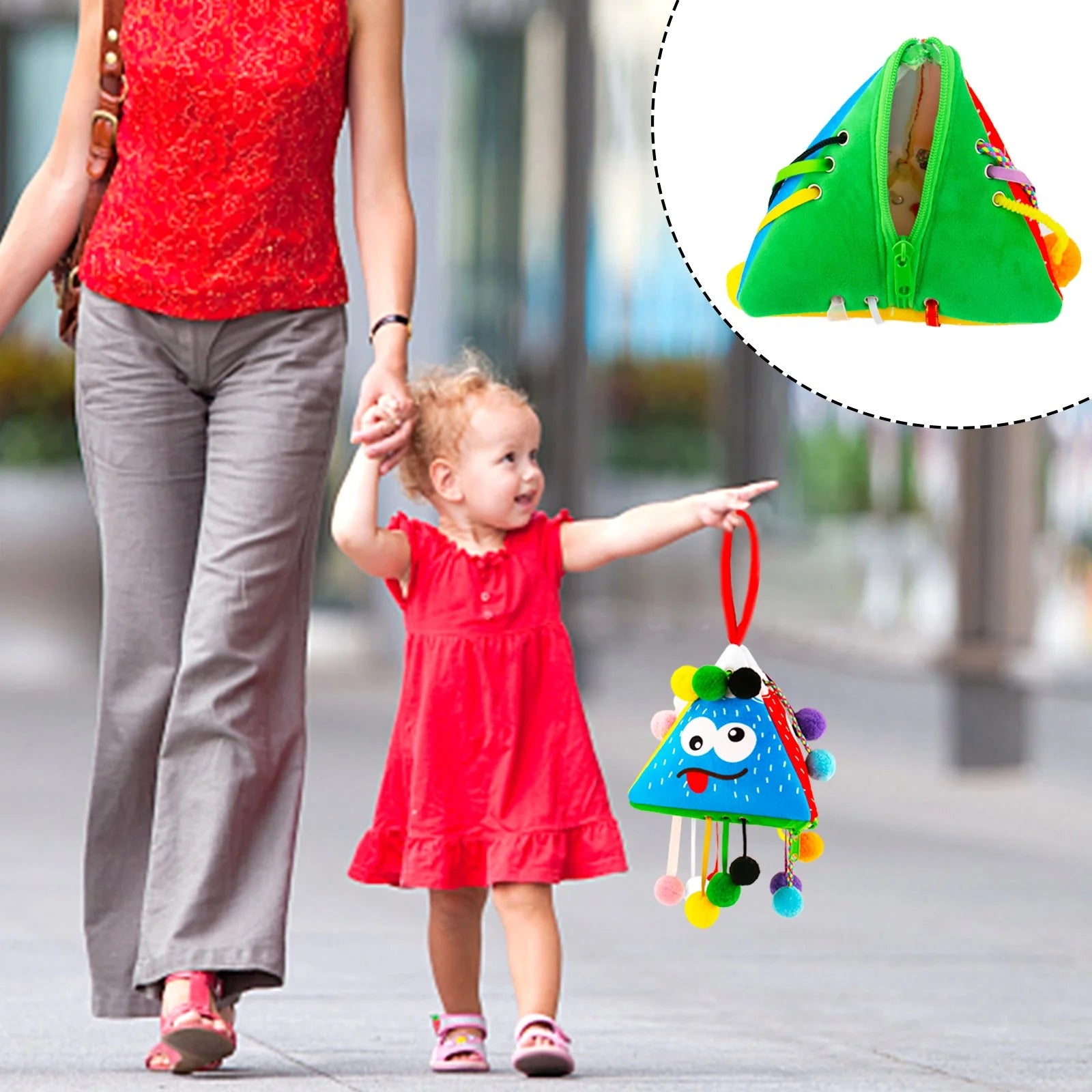 Sensory Toys for Babies Toddlers, Montessori String Learning Toys for Infant, Toddler, with Activity Bag and 10 Play Balls, Learning Counting, Expressions & Shape, Fine Motor Skills Toy