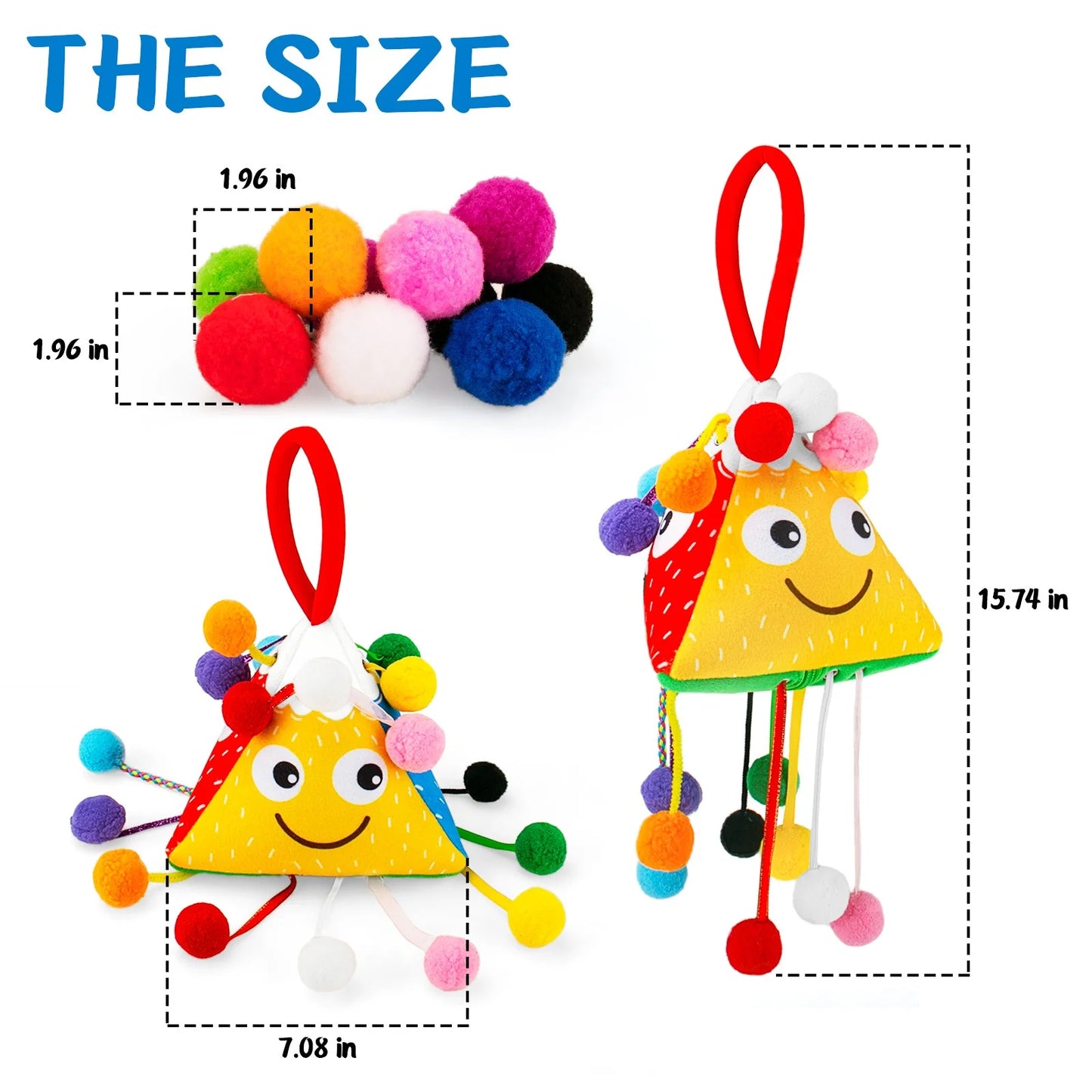 Sensory Toys for Babies Toddlers, Montessori String Learning Toys for Infant, Toddler, with Activity Bag and 10 Play Balls, Learning Counting, Expressions & Shape, Fine Motor Skills Toy