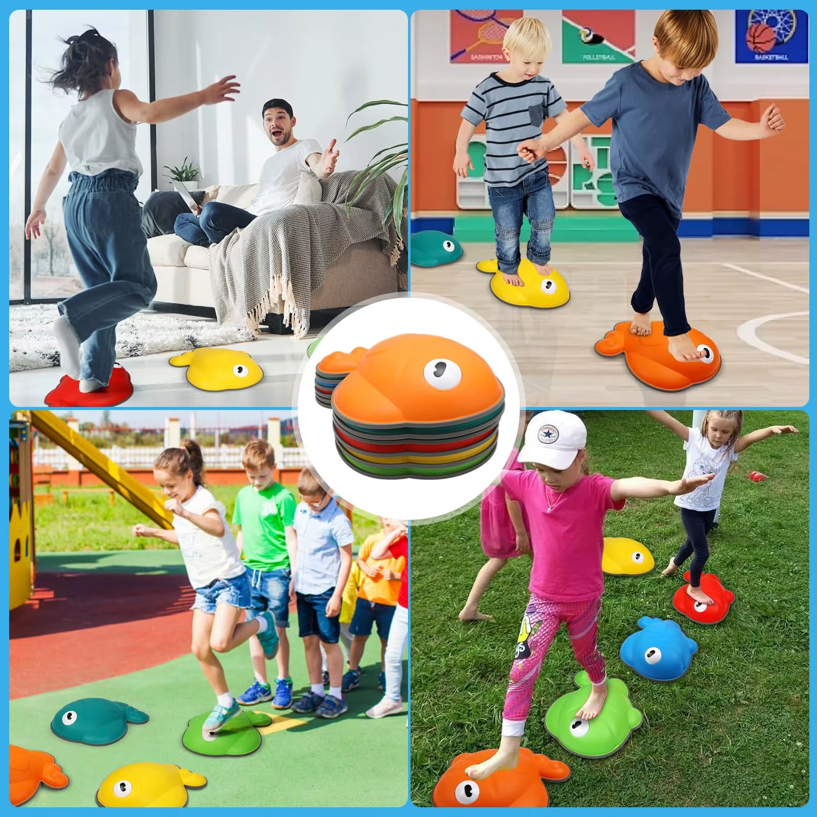 Goldfish Balance Stepping Stones-Non-Slip Jumping Steps Stones Toddler Obstacle Game Promote Coordination Sensory Toys for Kids