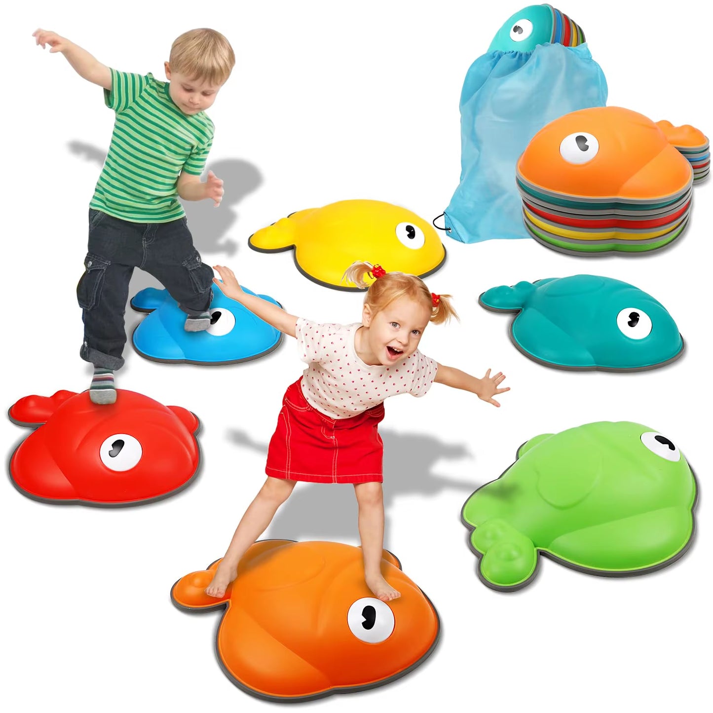 Goldfish Balance Stepping Stones-Non-Slip Jumping Steps Stones Toddler Obstacle Game Promote Coordination Sensory Toys for Kids