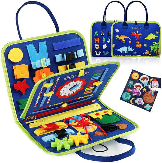 Montessori Toys Busy Board Toddler Sensory Activity Developing Board for Motor Skills， Educational Travel Activity Toys