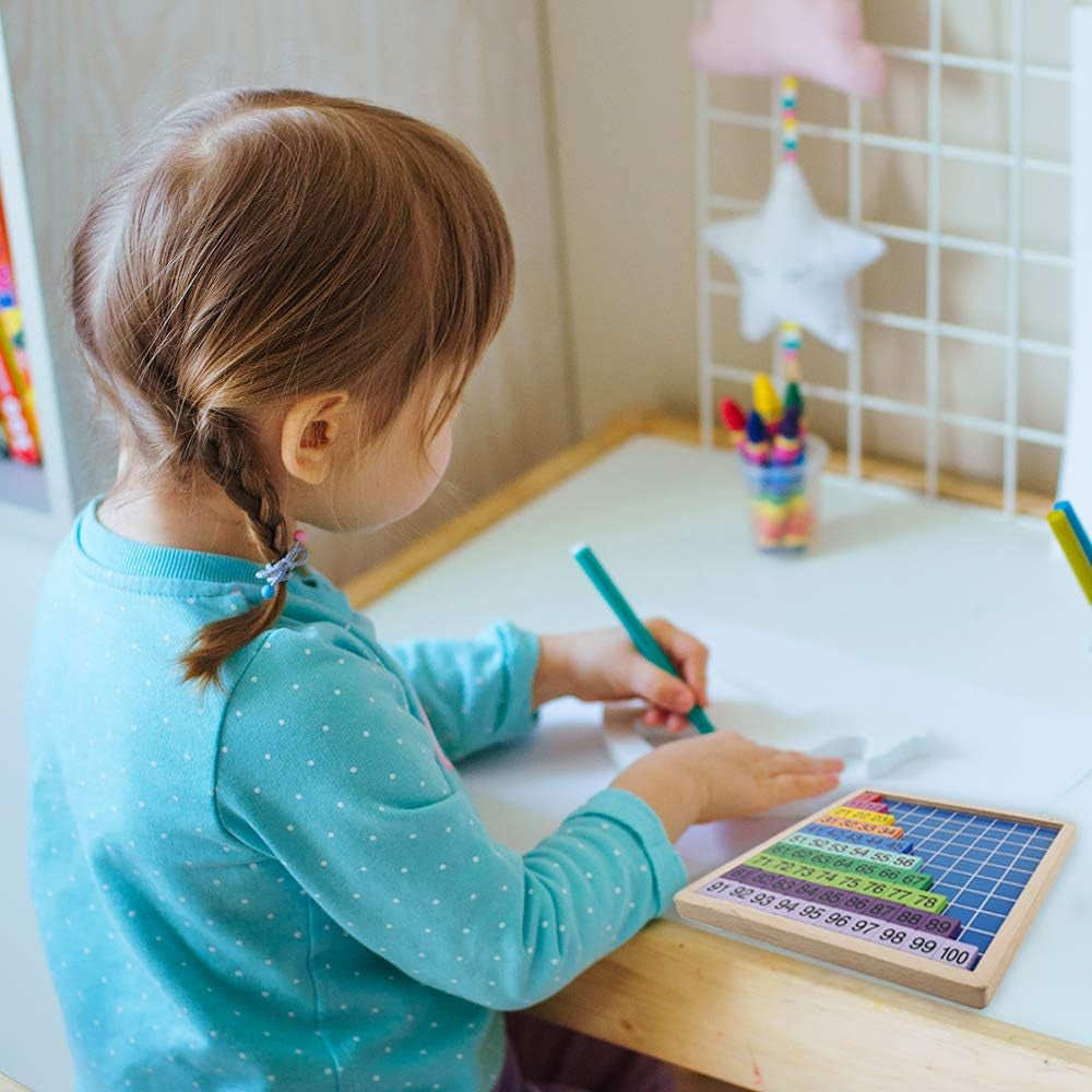 Wooden Montessori Math Counting Hundred Board Toy, 1 - 100 Numbers Learning & Educational Game Blocks Toy for Preschool, Kindergarten, Toddler, Kids (Multicolor)